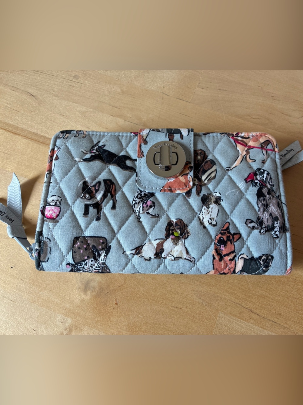 Vera Bradley dog print zip quilted wallet